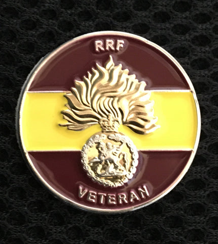 Royal Regiment of Fusiliers Veteran ( RRF-V ) Colours Lapel Badge 30mm 3D