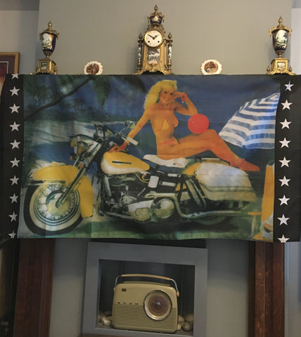 Girl and Motorbike HD 5’ x 3’ Flag
