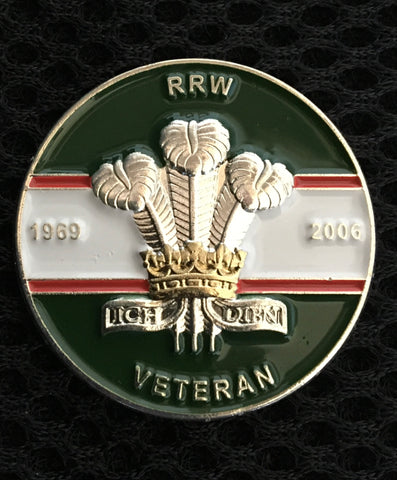 Royal Regiment of Wales Veteran ( RRW-V ) Lapel Pin 30mm 3D