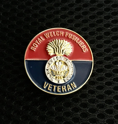 Royal Welch Fusiliers Veteran ( RWF-V ) Colours Lapel Badge 30mm 3D
