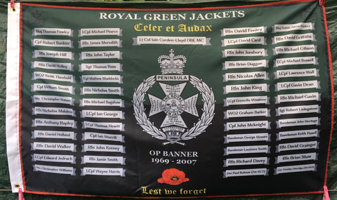 Royal Green Jackets Ops Banner Memorial Flag 5 x 3 ( RGJ/M )