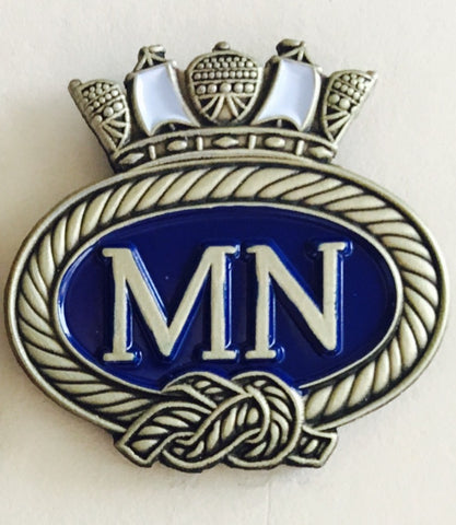 Merchant Navy ( MN-B ) Antique Bronze Lapel Badge